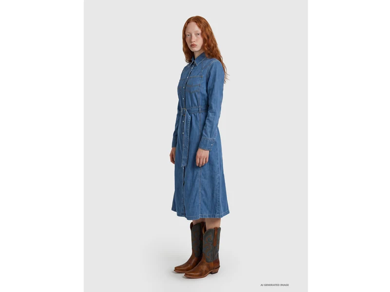 Hemdkleid aus hellem Jeansstoff