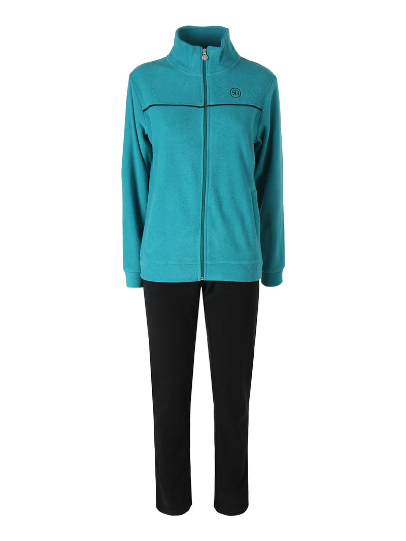 Completo tuta da donna 2 pezzi in pile con zip - turchese
