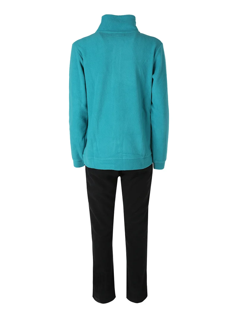 Completo tuta da donna 2 pezzi in pile con zip - turchese