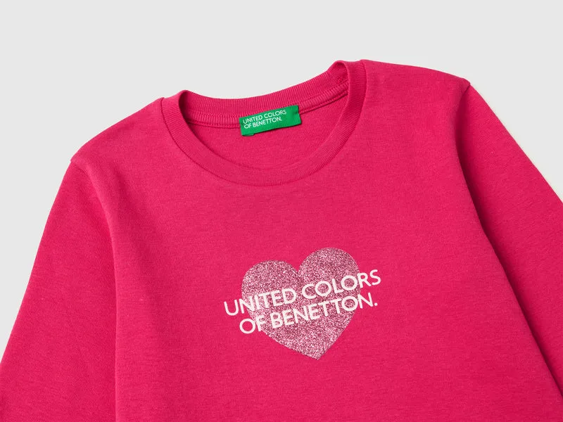 T-Shirt aus Bio-Baumwolle mit Glitzerlogo