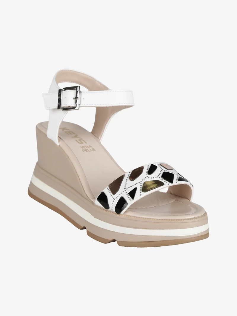 Sandali donna con zeppa - bianco