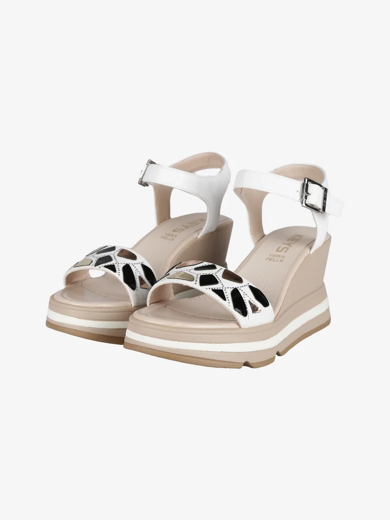 Sandali donna con zeppa - bianco