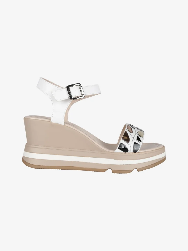 Sandali donna con zeppa - bianco