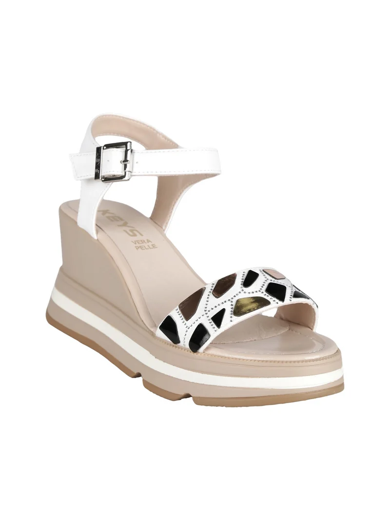 Sandali donna con zeppa - bianco