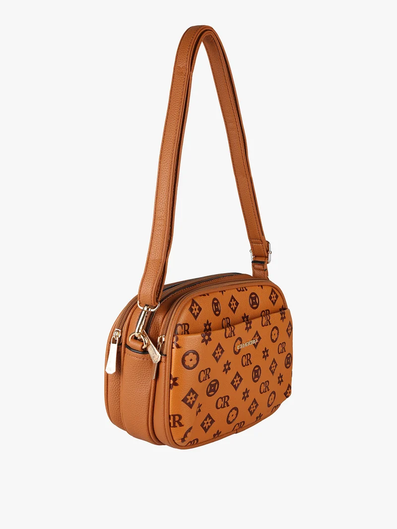 Borsa a tracolla da donna con logo - marrone
