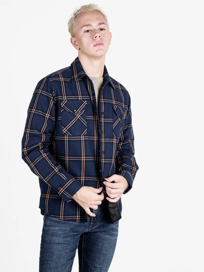 Giacca camicia da uomo a quadri - blu scuro