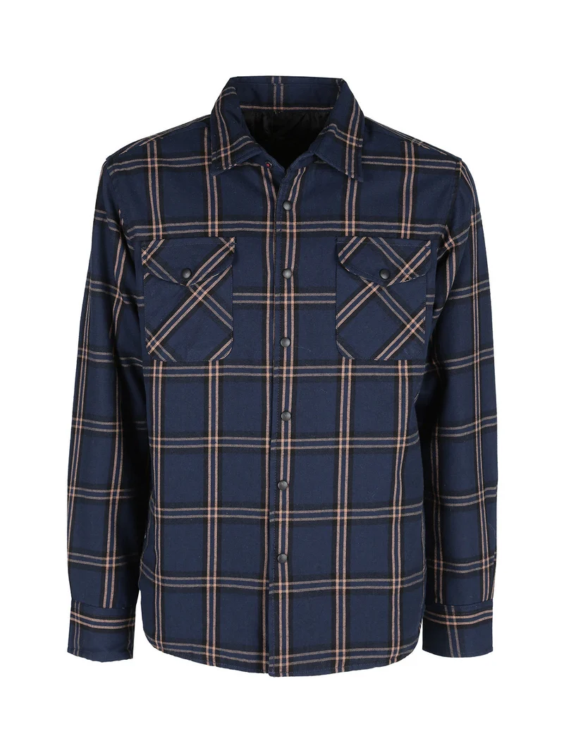 Giacca camicia da uomo a quadri - blu scuro