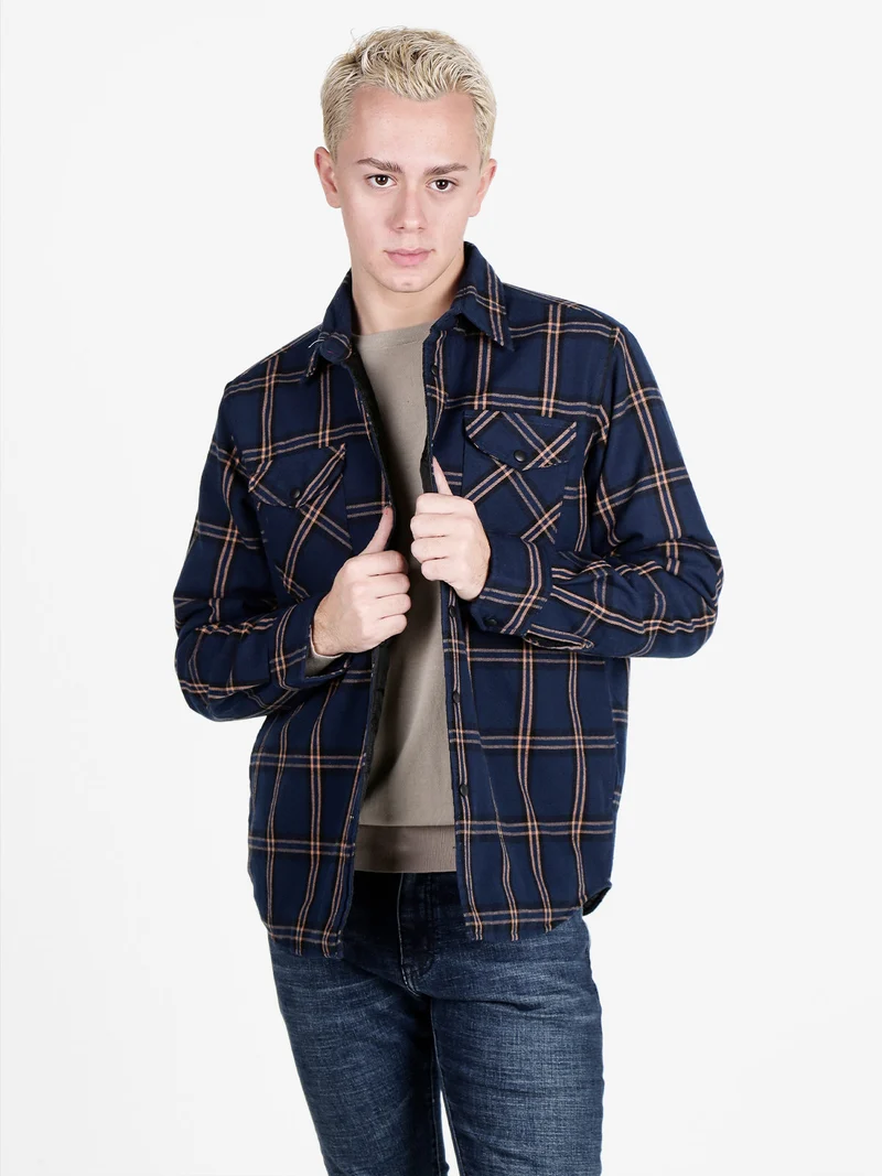 Giacca camicia da uomo a quadri - blu scuro