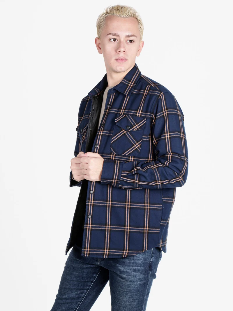 Giacca camicia da uomo a quadri - blu scuro