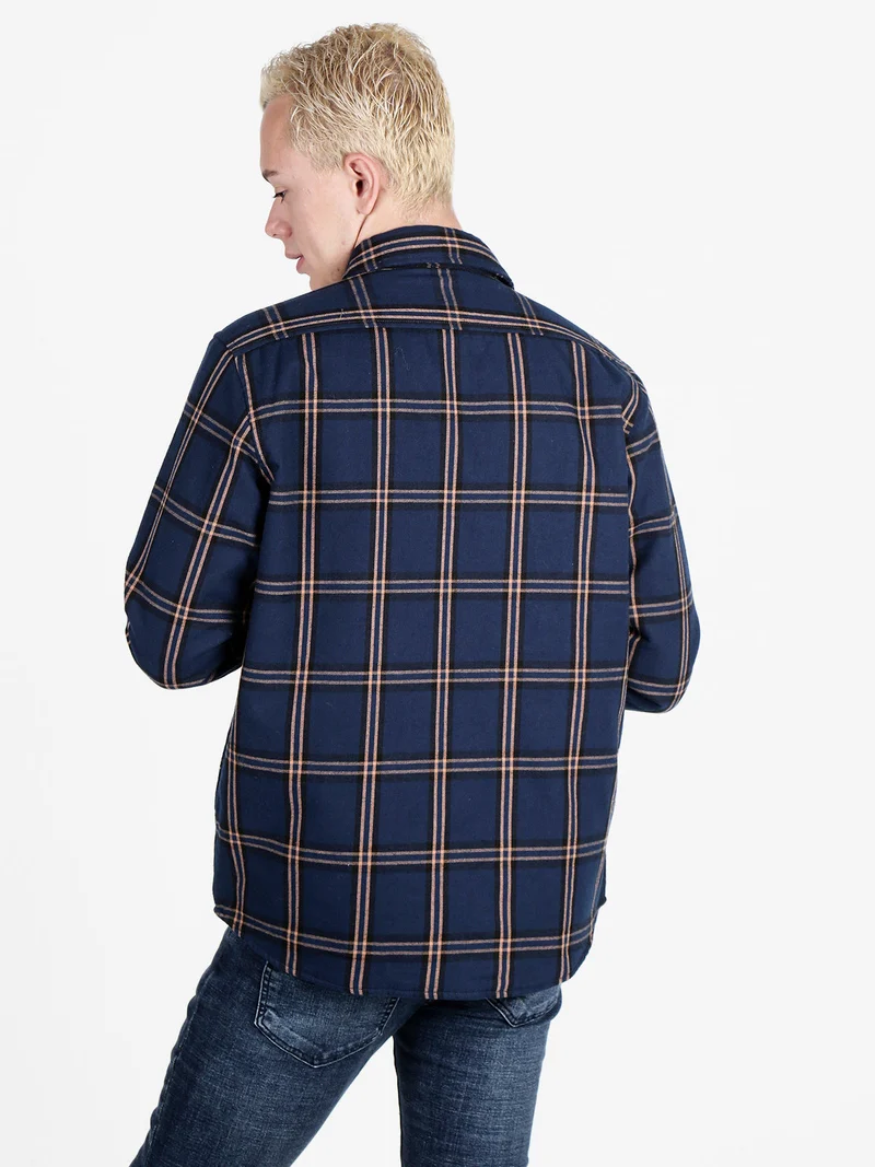 Giacca camicia da uomo a quadri - blu scuro