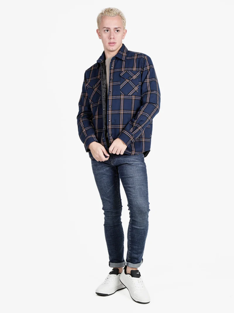 Giacca camicia da uomo a quadri - blu scuro
