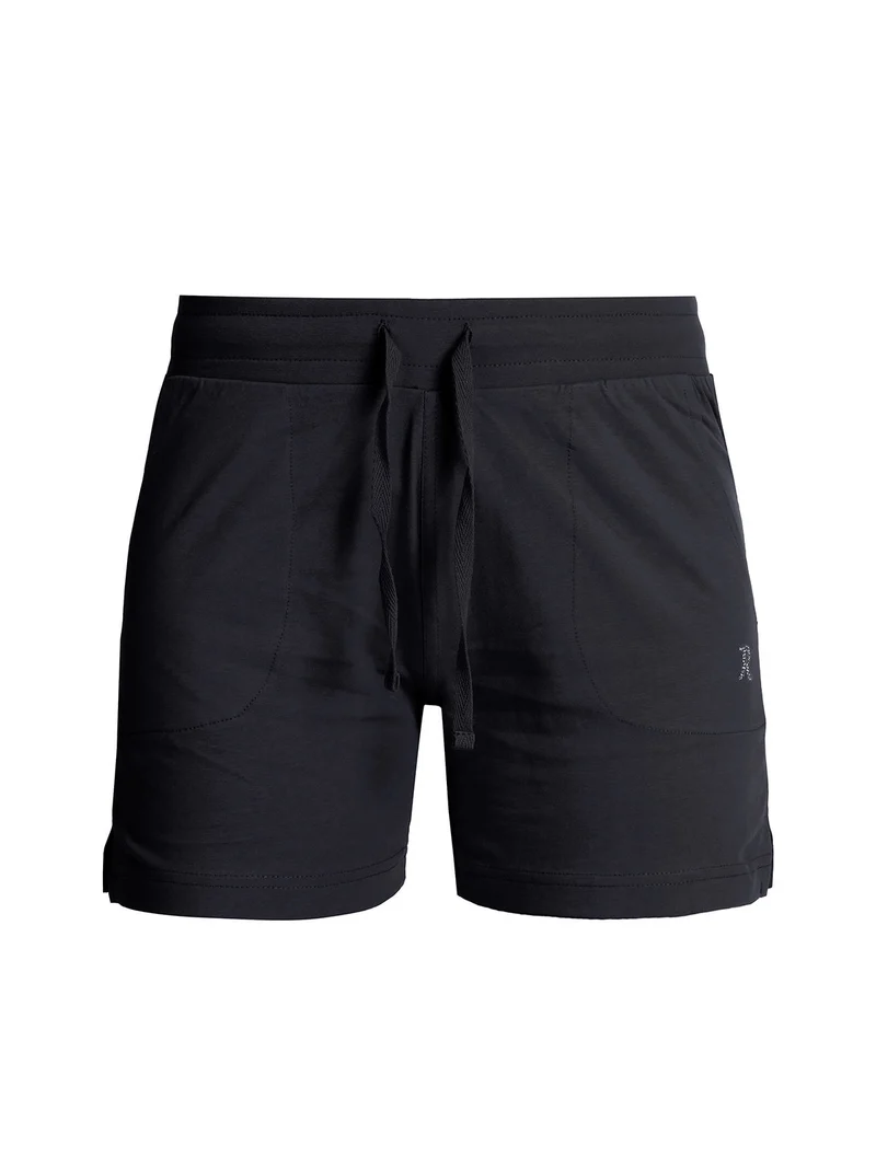 Shorts sportivi in cotone donna con coulisse - blu scuro
