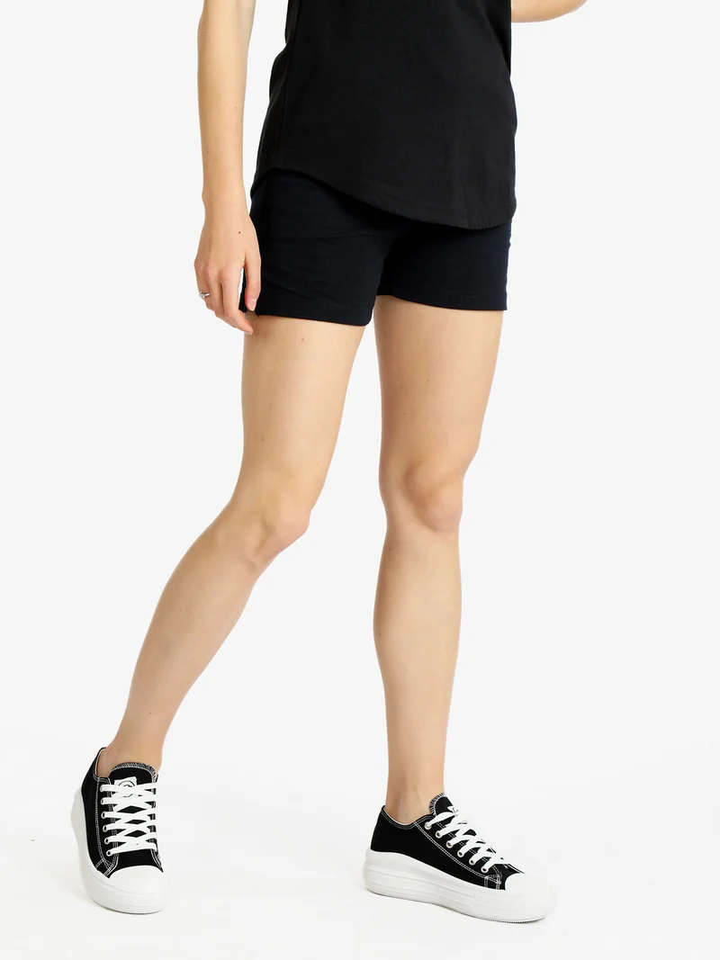 Shorts sportivi in cotone donna con coulisse - blu scuro