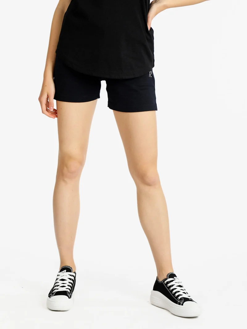 Shorts sportivi in cotone donna con coulisse - blu scuro