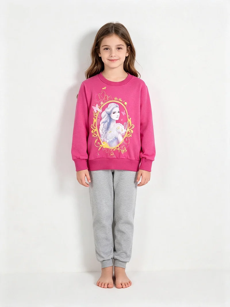 Cinderella completo tuta sportiva bambina 2 pezzi - fucsia