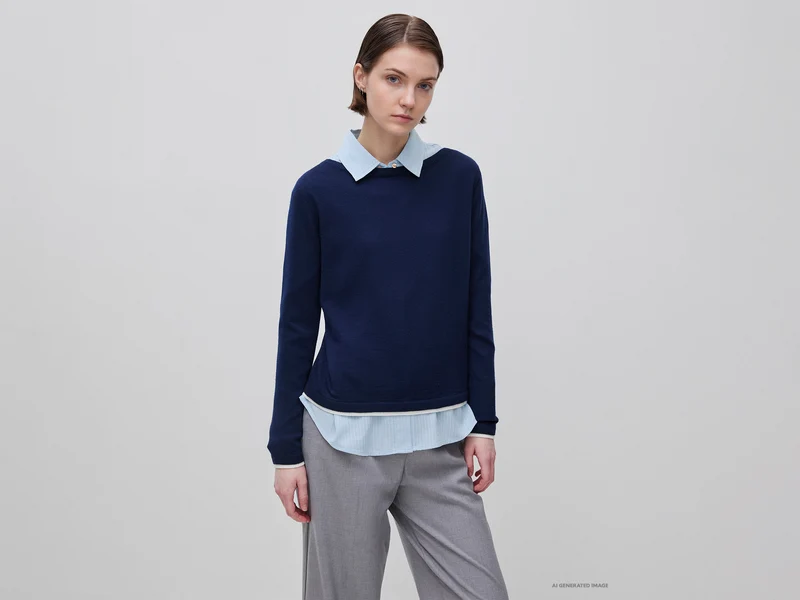 Pullover mit U-Boot-Ausschnitt aus 100 % Merinowolle