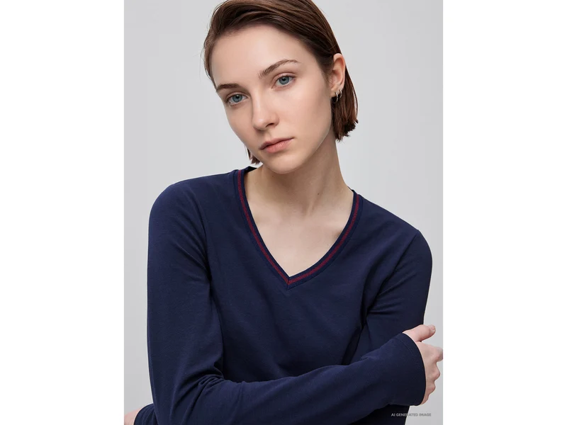 Figurbetontes T-Shirt mit V-Ausschnitt