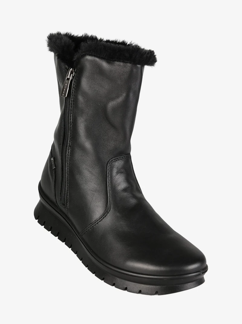 Stivaletti donna in pelle con interno in ecopelo - nero