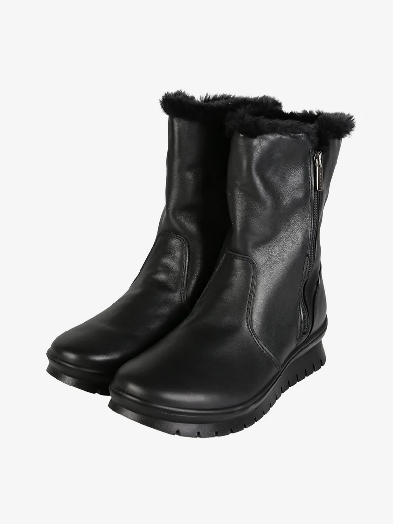 Stivaletti donna in pelle con interno in ecopelo - nero