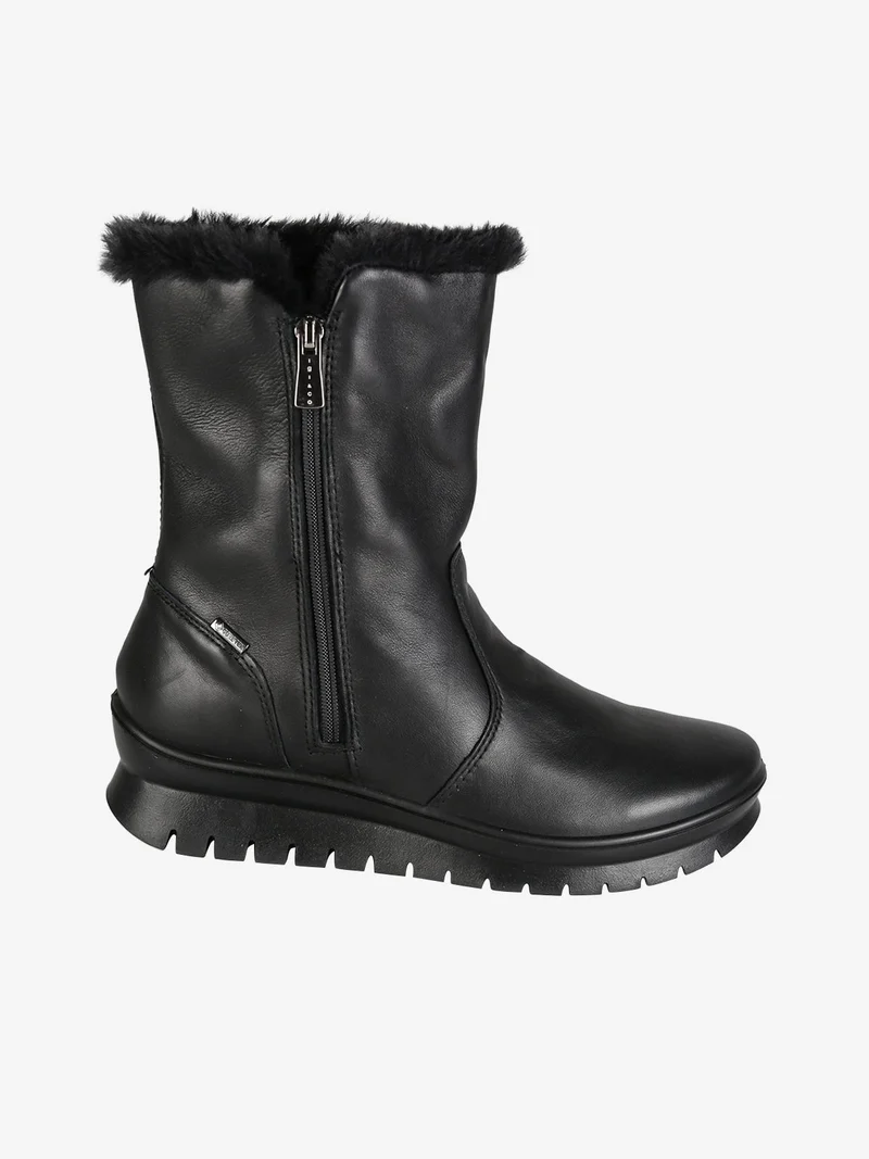 Stivaletti donna in pelle con interno in ecopelo - nero