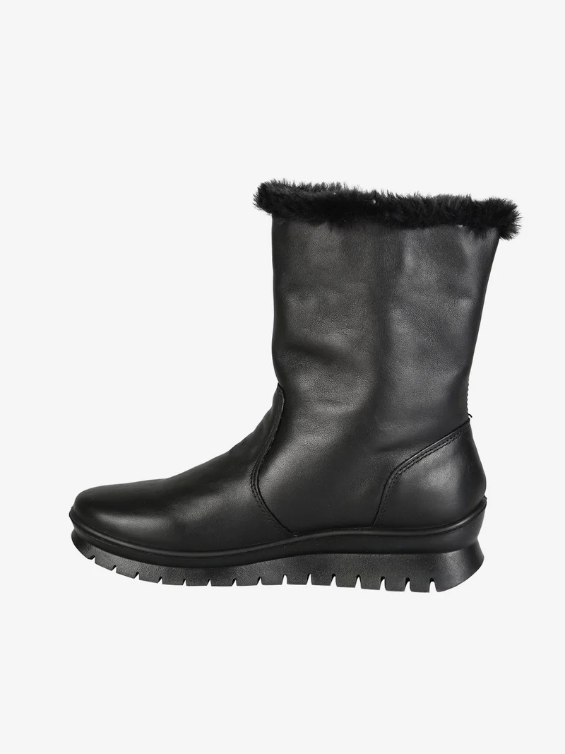 Stivaletti donna in pelle con interno in ecopelo - nero