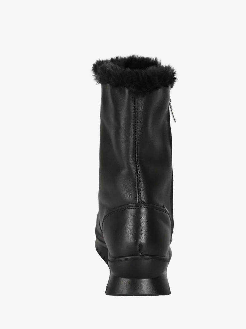 Stivaletti donna in pelle con interno in ecopelo - nero