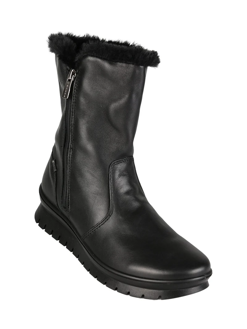 Stivaletti donna in pelle con interno in ecopelo - nero