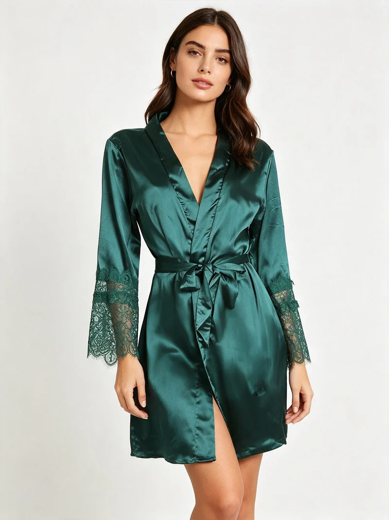Vestaglia con pizzo - verde