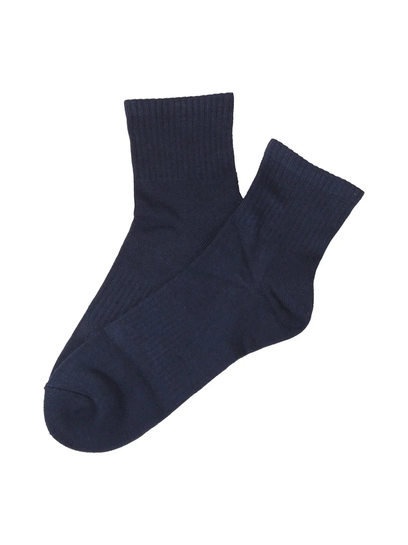 Pigiama lungo da uomo in cotone interlock con pantaloni a quadri e calze incluse - blu scuro