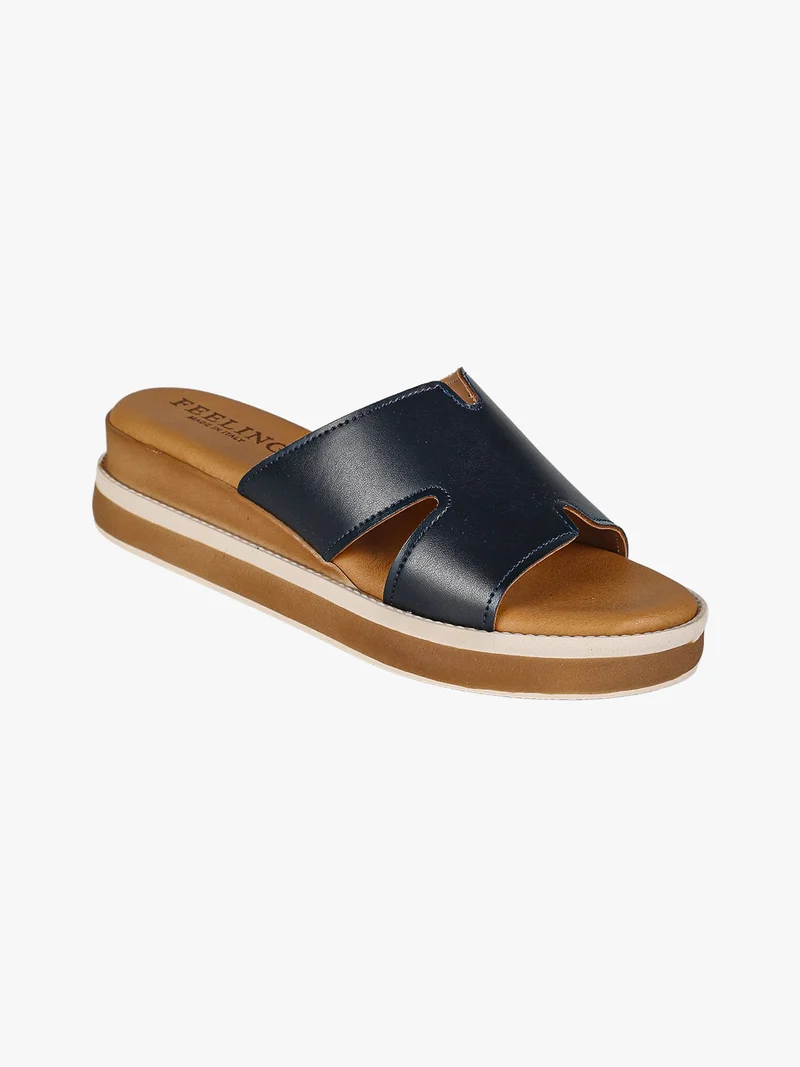 Ciabatte donna con platform - blu scuro