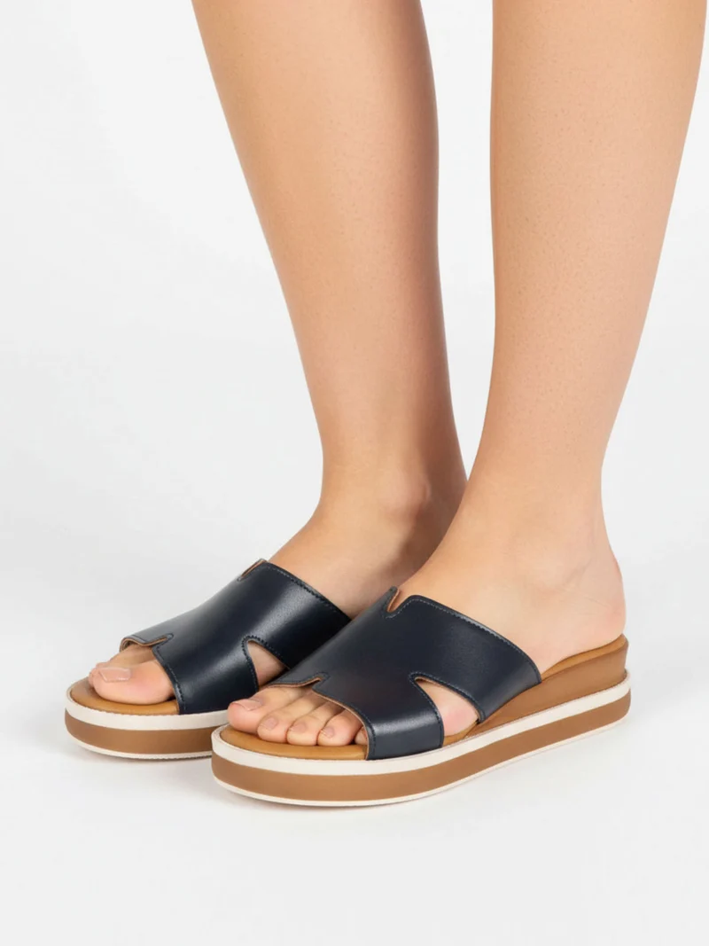 Ciabatte donna con platform - blu scuro