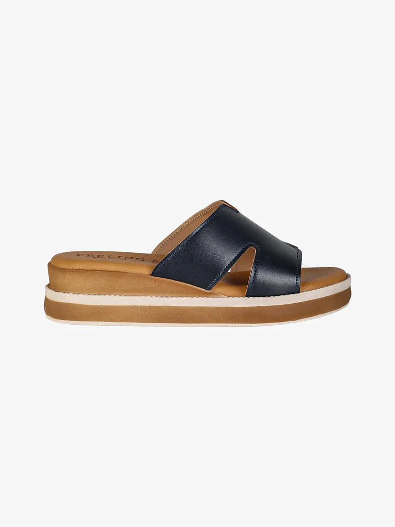 Ciabatte donna con platform - blu scuro