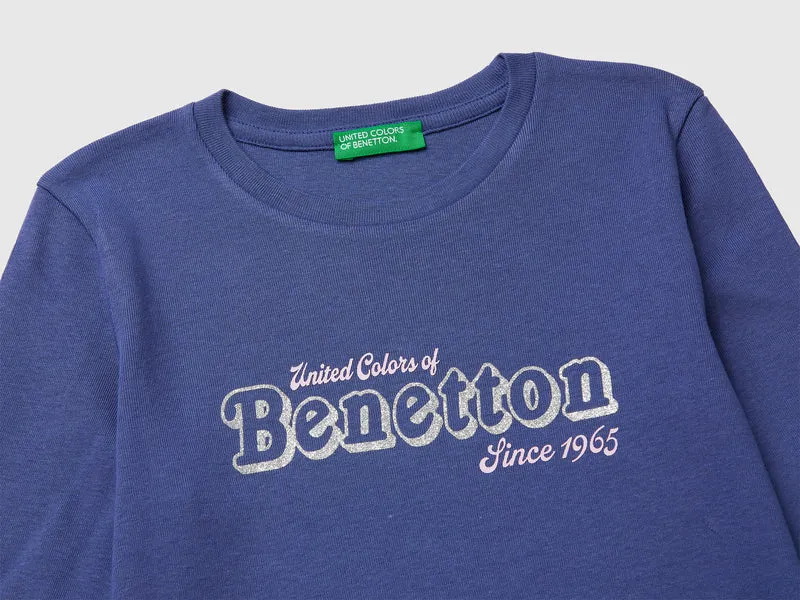T-Shirt aus Bio-Baumwolle mit Glitzerlogo