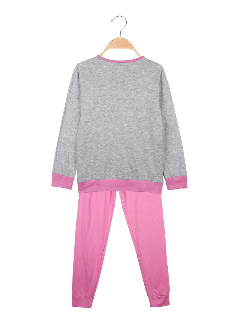 Pigiama lungo 2 pezzi in cotone - rosa