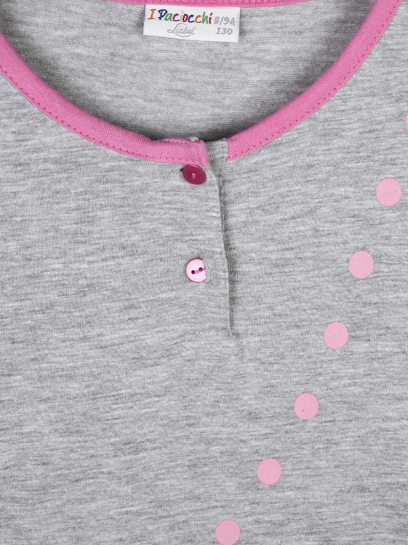 Pigiama lungo 2 pezzi in cotone - rosa