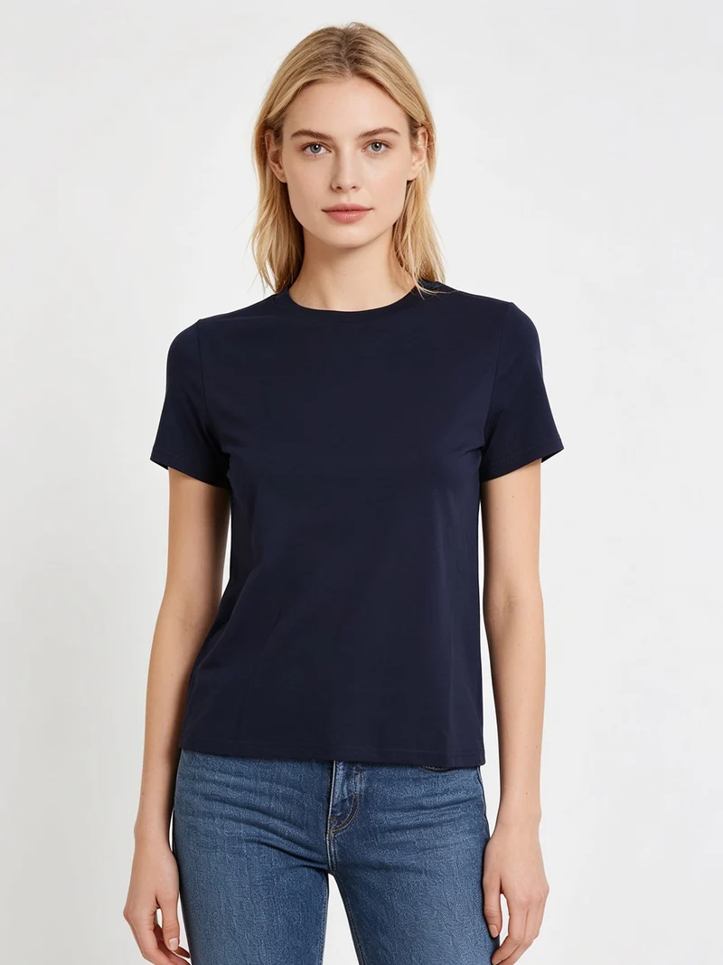 T-shirt girocollo da donna - blu scuro