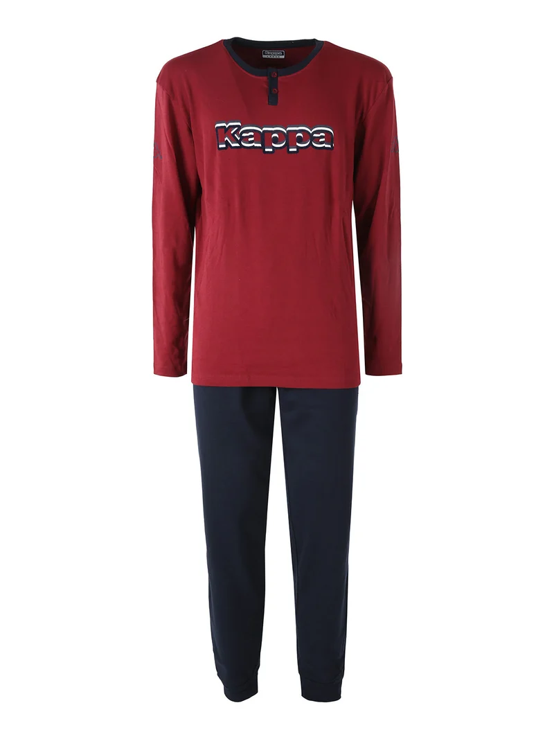 Pigiama da uomo in misto cotone interlock con logo - bordeaux