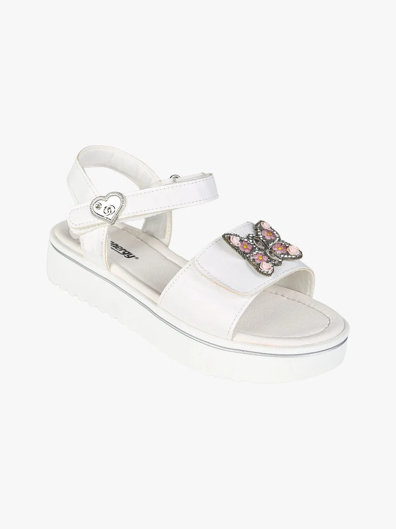 Sandali da ragazza gioiello con platform e cintruini a strappo - bianco