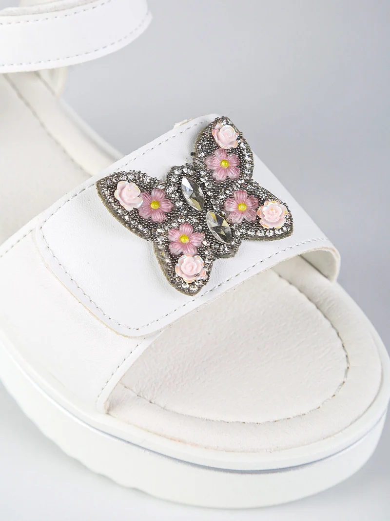 Sandali da ragazza gioiello con platform e cintruini a strappo - bianco