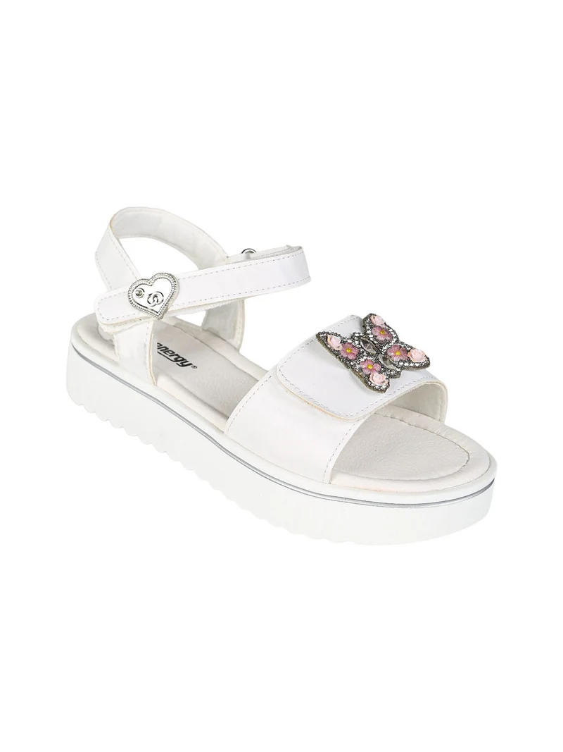 Sandali da ragazza gioiello con platform e cintruini a strappo - bianco