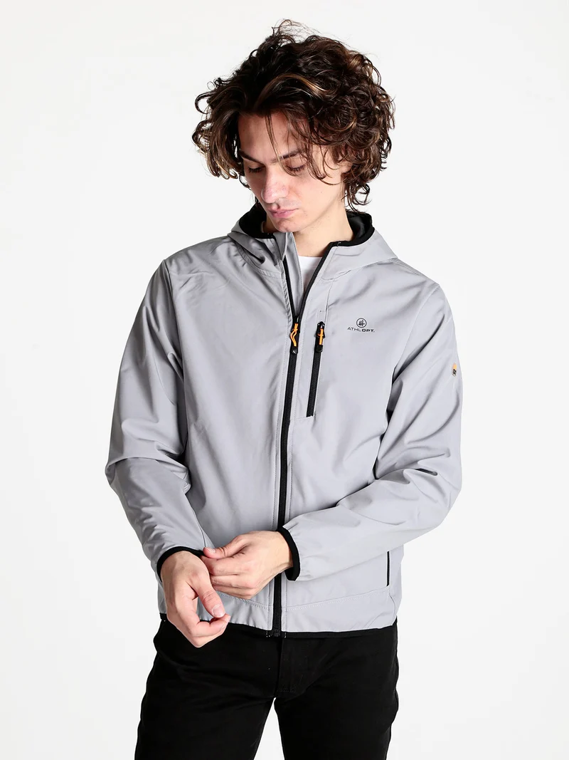 Giacca sportiva da uomo impermeabile con cappuccio e zip - grigio