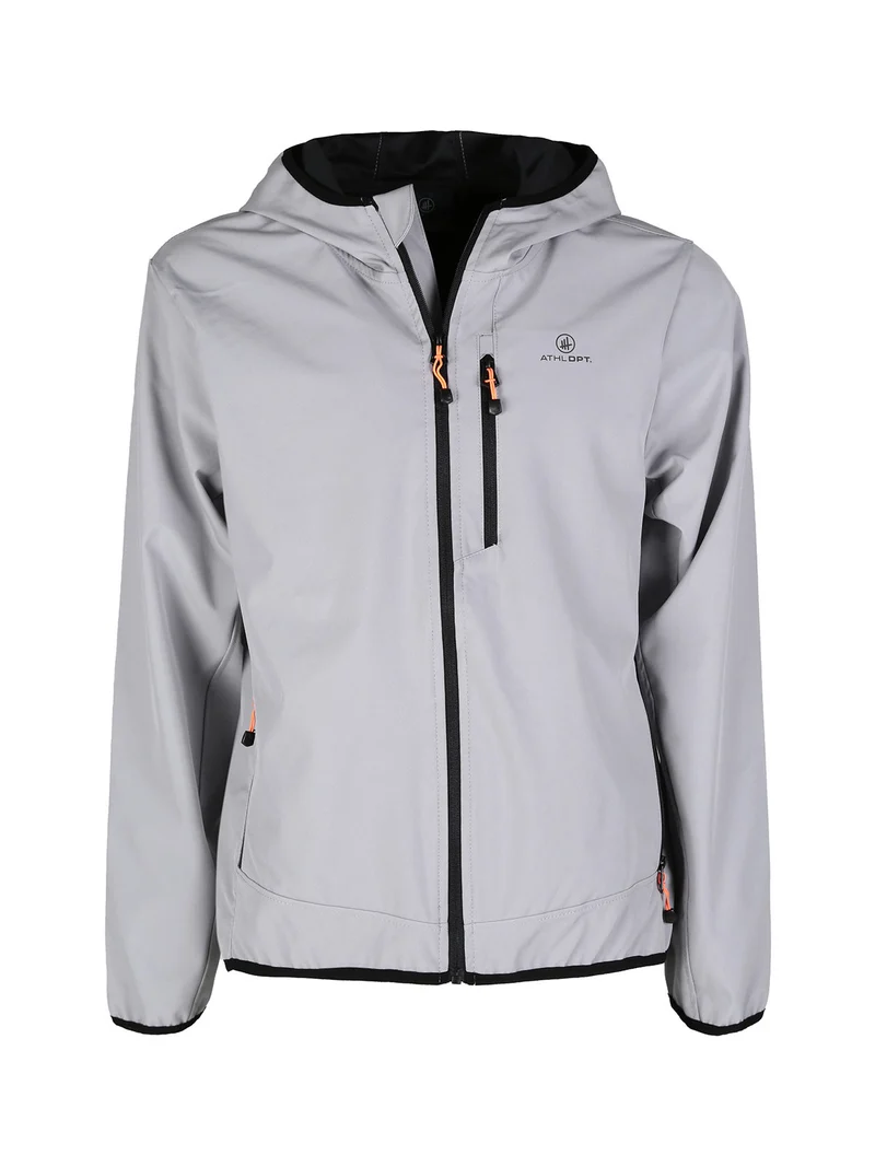 Giacca sportiva da uomo impermeabile con cappuccio e zip - grigio