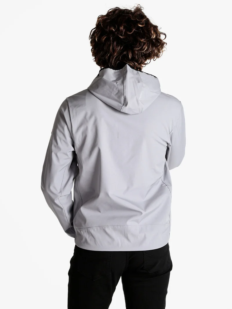 Giacca sportiva da uomo impermeabile con cappuccio e zip - grigio