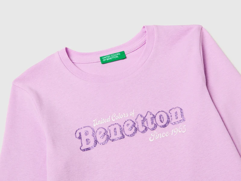 T-Shirt aus Bio-Baumwolle mit Glitzerlogo