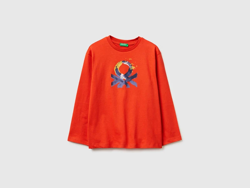 Bio-Baumwoll-T-Shirt mit Logodruck