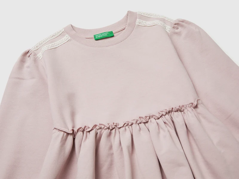 Sweatshirtkleid mit Spitze