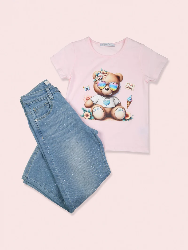 Jeans balloon da bambina con strass - jeans