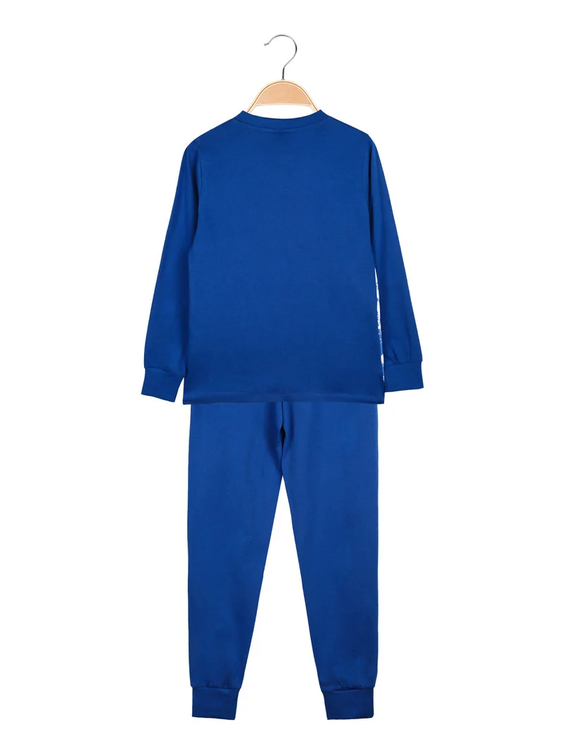 Jurassic world pigiama lungo da bambino in cotone - blu
