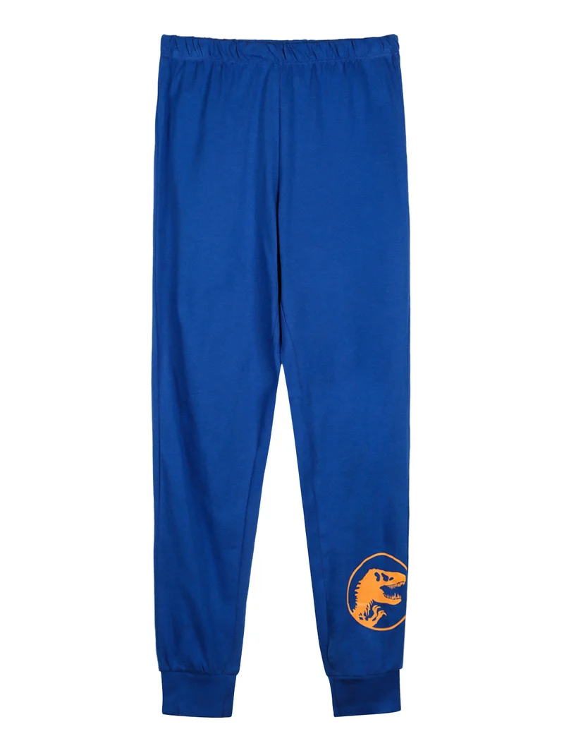 Jurassic world pigiama lungo da bambino in cotone - blu