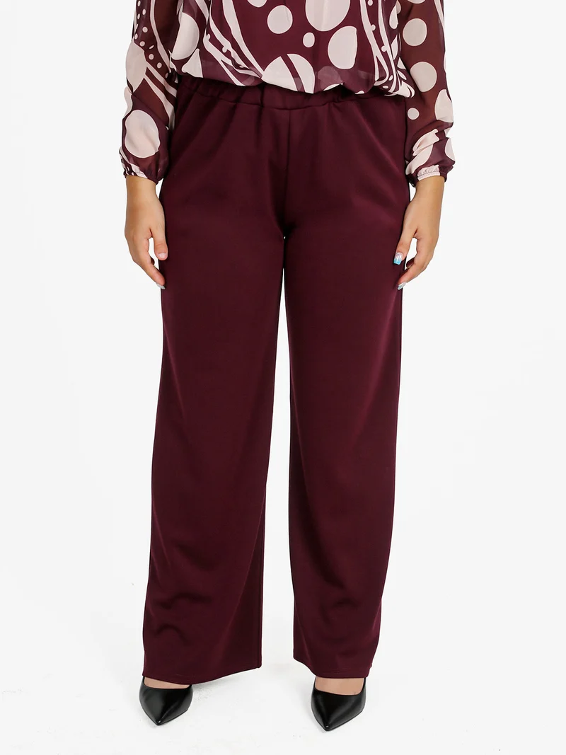 Pantaloni donna a gamba larga - bordeaux